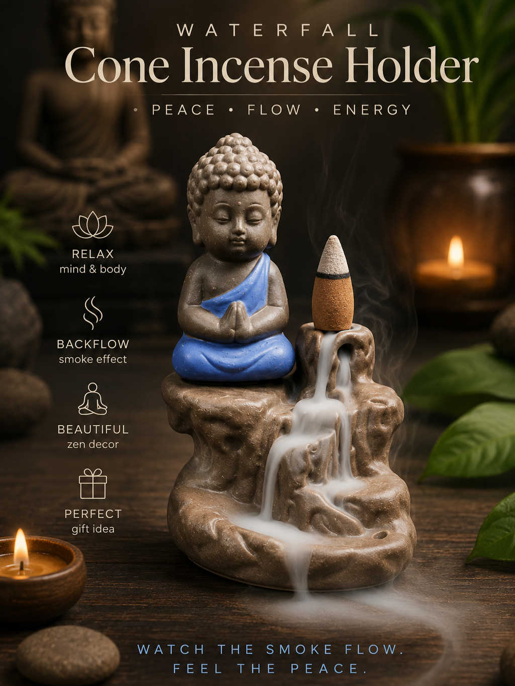 Little Monk Waterfall Incense Holder