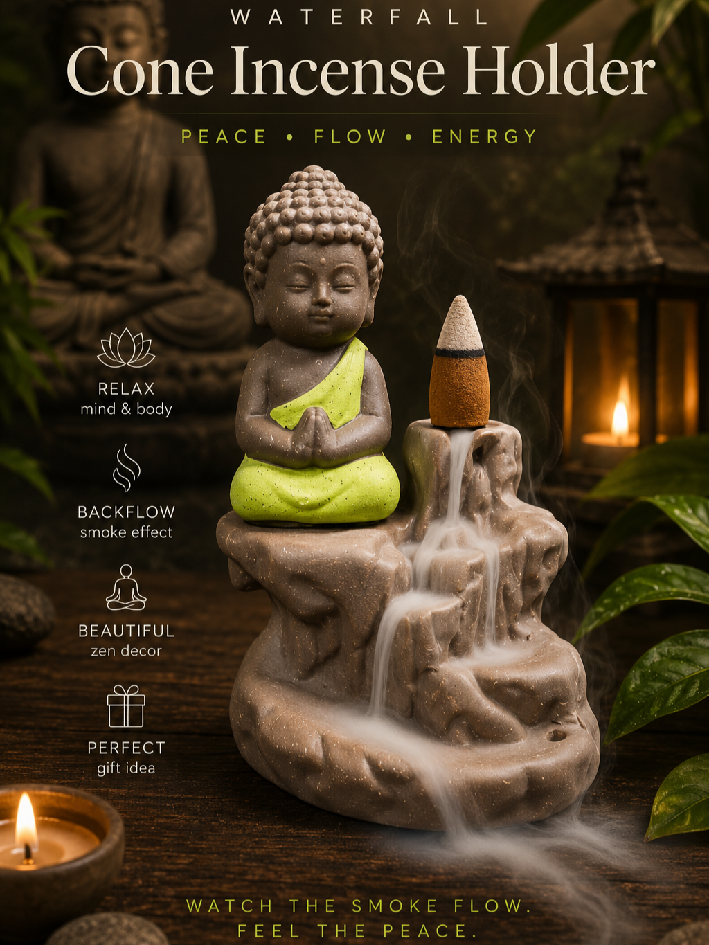 Little Monk Waterfall Incense Holder