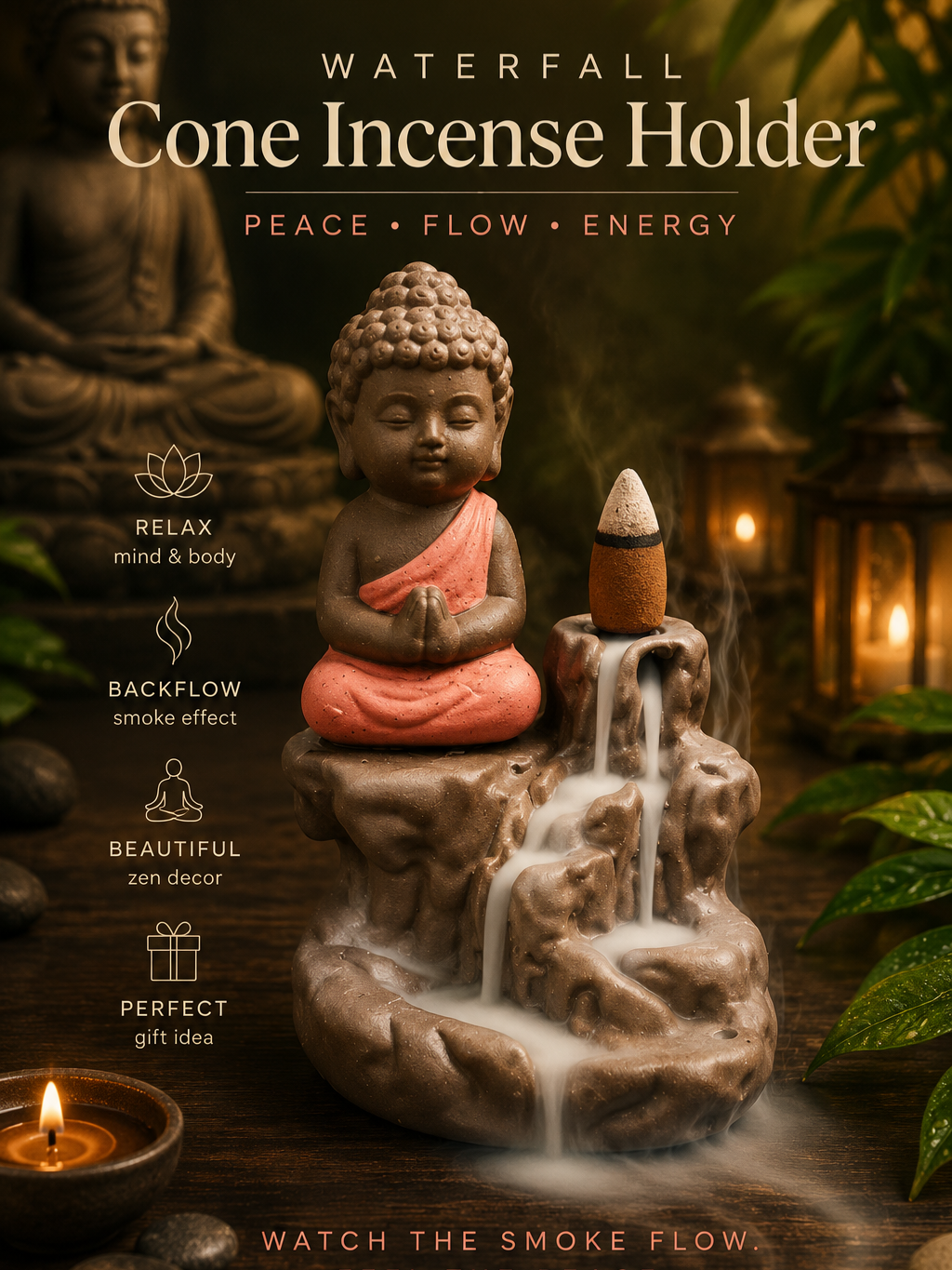 Little Monk Waterfall Incense Holder